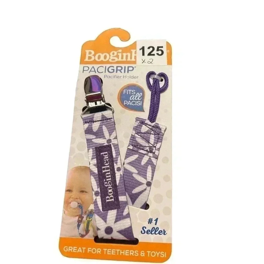 BooginHead Baby Newborn PaciGrip Pacifier Clip (Purple/White) - New in Package